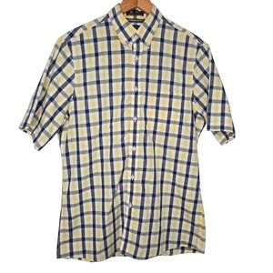 Nordstrom Mens Cotton Plaid Wrinkle Free Short Sleeve Button Shirt Size Medium